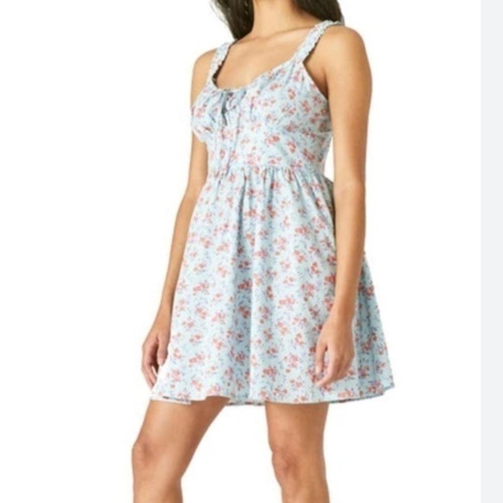 Shirred Cotton & Linen Mini dress floral